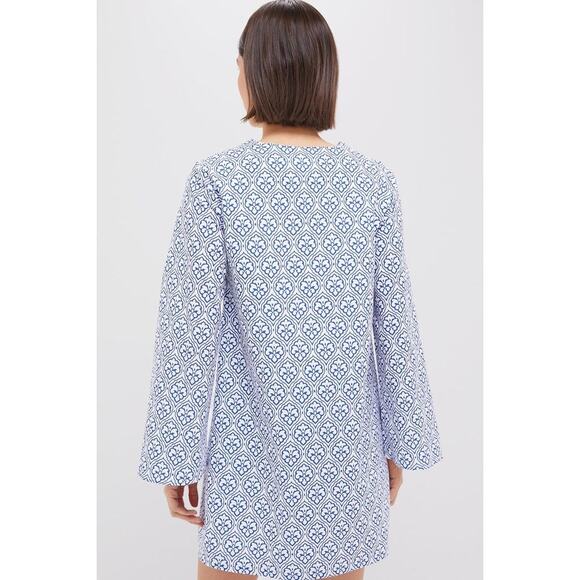 HYACINTH HOUSE Blue Quatrefoil Blake Mini Dress Size L NWT - Picture 2 of 8